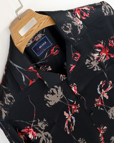 Zafran Print Cuban Collar Shirt